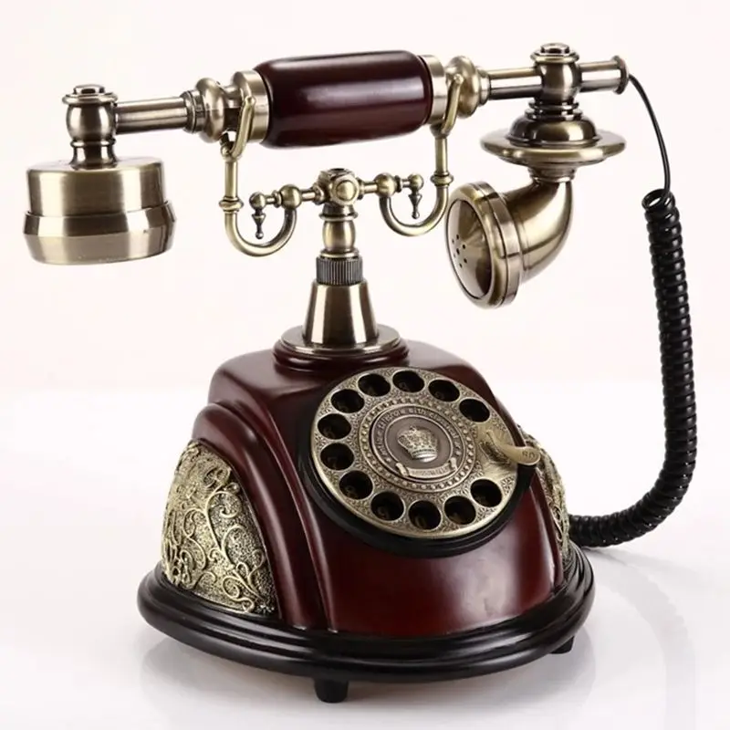 Rotary Dial Telephone Retro Old Fashioned Landline Phones with Classic Metal Bell, Corded Phone with Speaker and Redial for Home