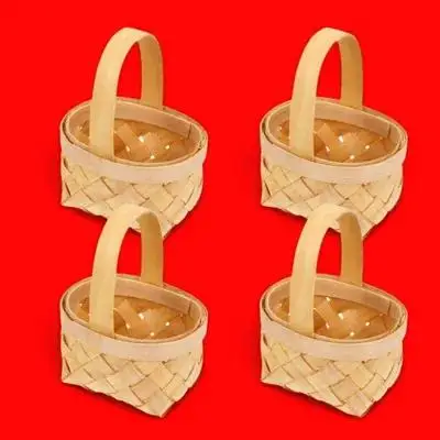 

4pcs 6 5x4 Hanging 5x4cm Hand Woven Natural Wood Storage Flower Woven Basket Gifts Home Wedding Basket