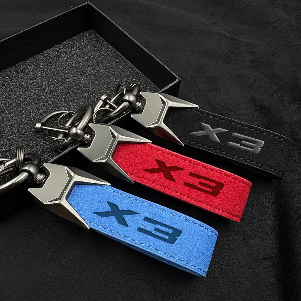 New High Grade Suede Leather Car Keychain Key Rings 4S shop Custom Gift with bmw X3 3D logo For BMW X3 Car Accessories