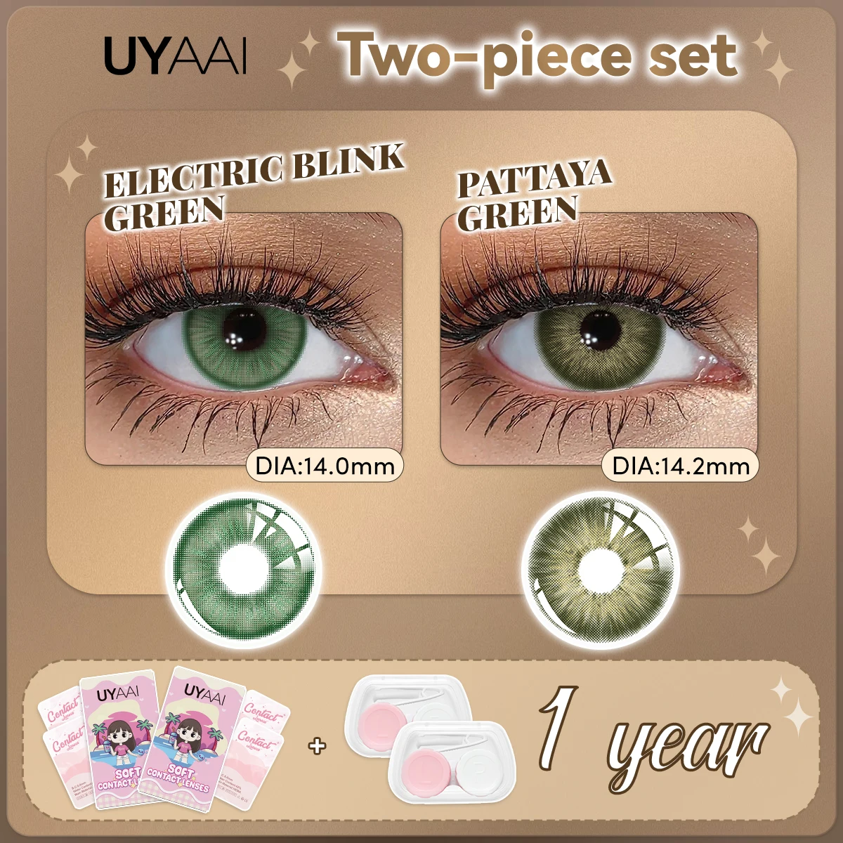 UYAAI [2 Paar Set] Farbkontaktlinsen für Augen, blaue Farblinsen, natürliche graue Pupillen für Augen, braune Kontakte, jährlich – Detail 7