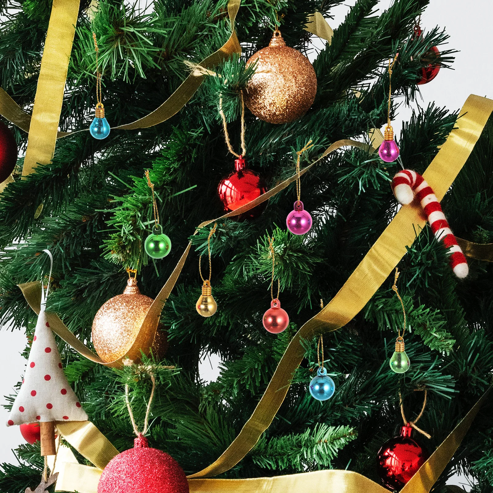 

100 Pcs Christmas Light Bulb Ornaments Decorations Decorative Tree Bulbs Colored Balls Mini Bagged