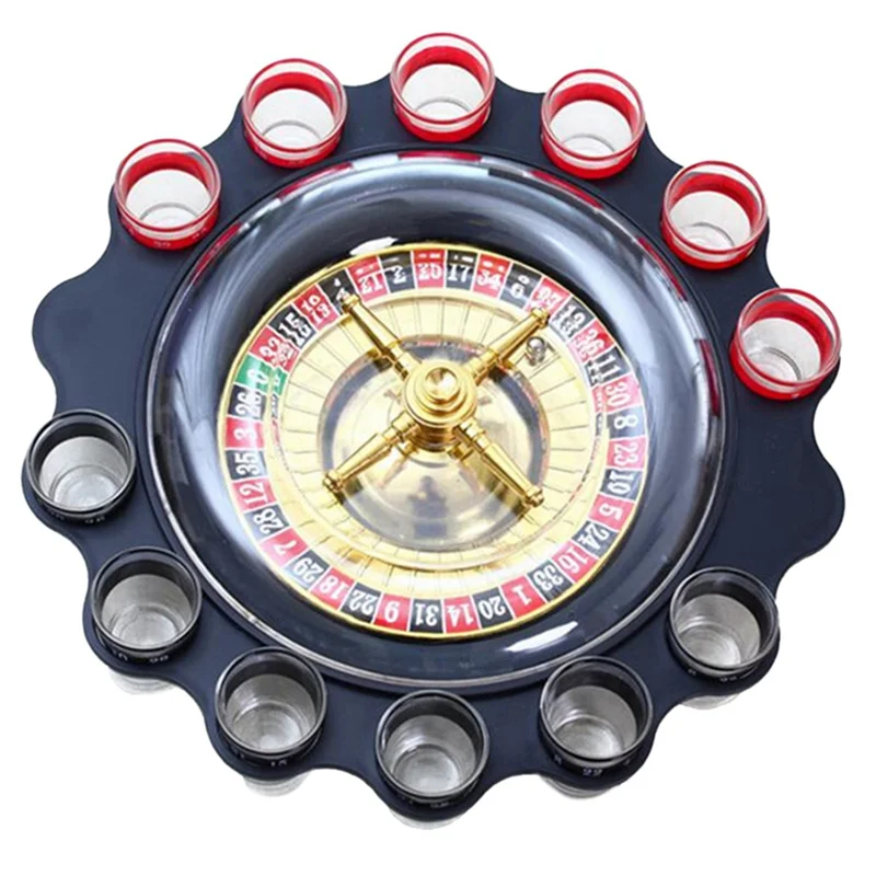 

12 Cups of Russian Roulette Wheel Spinning Wine Glass Game KTV Roulette Game Wine Glass Spinning Wheel Drinking Toys