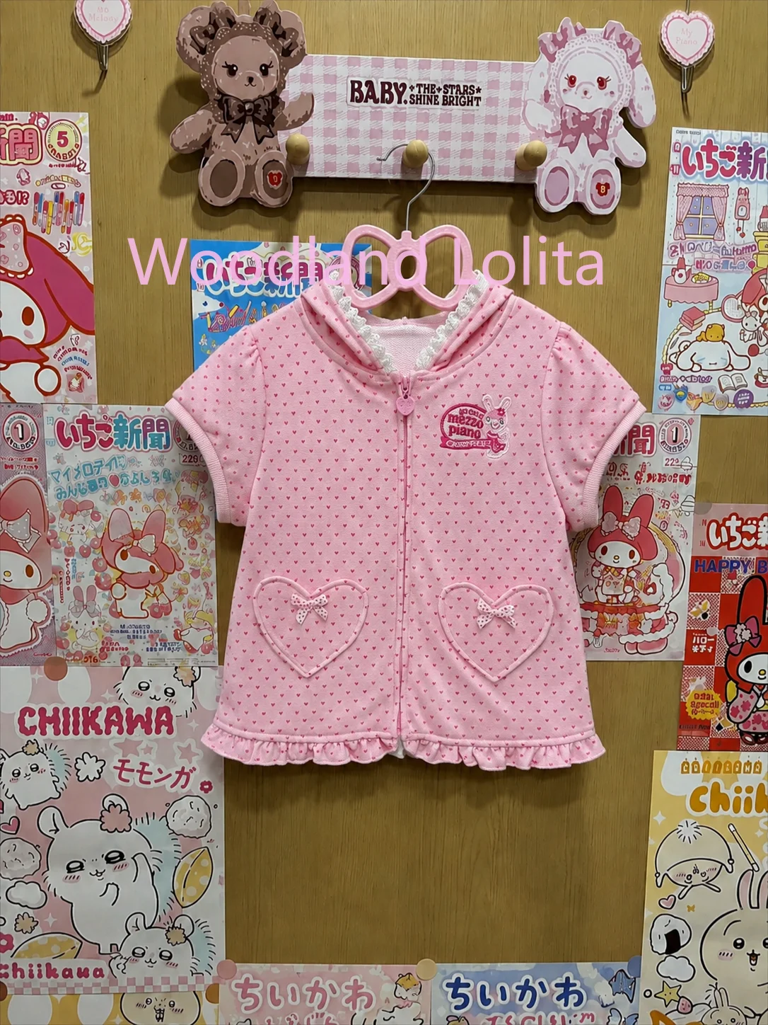 Japanese Kawaii Lolita Style Hooded T-shirt Women Sweet Polka Dot Print Love Pocket Zipper Cardigan Y2k Aesthetic Pink Ropa Coat