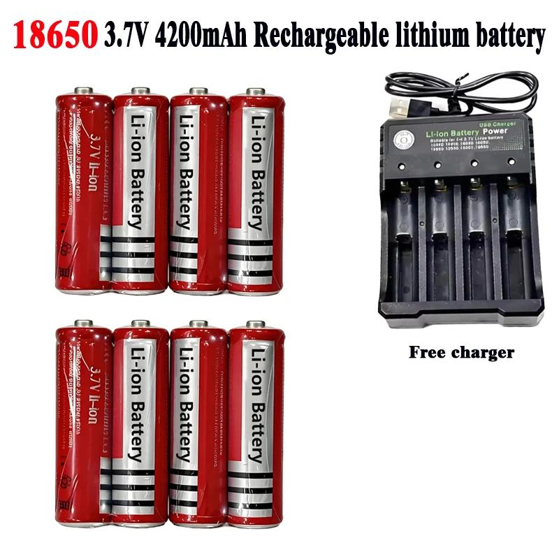 

18650 3.7V 4200mAh High Capacity rechargeable lithium-ion battery suitable for LED flashlights, headlights, laser lights