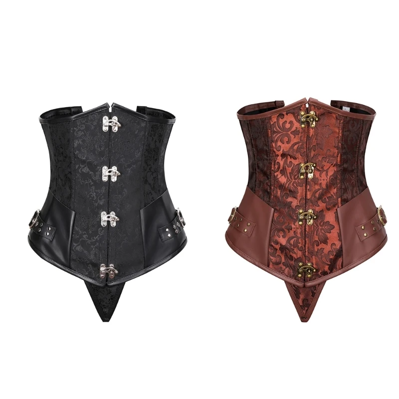 Korset Renaisans Pakaian Dalam Wanita Ikat Pinggang untuk Wanita Kostum Gotik Korset Istana Bagian Bawah Dada Atasan Bunga M6CD