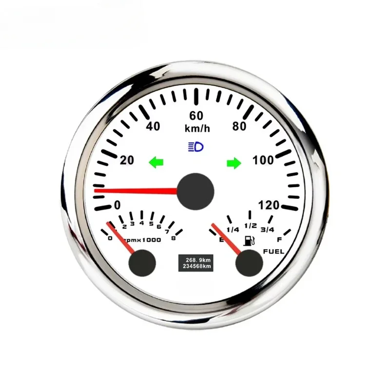 85mm(3 3/8'') Speedometer GPS Odometer 200km/h Tachometer 8000RPM Fuel Level Meter for Auto Tractor Motorboat 12V 24V