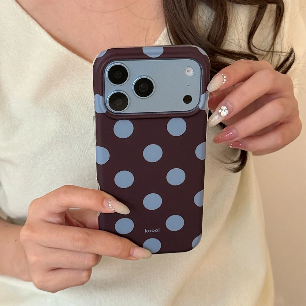 Beliebte Retro-Handyhülle mit großen Polka Dots in Burgunderrot für iPhone 18 Pro Max 17 16 15, stoßfeste Schutzhülle aus IMD TPU – Detail 6