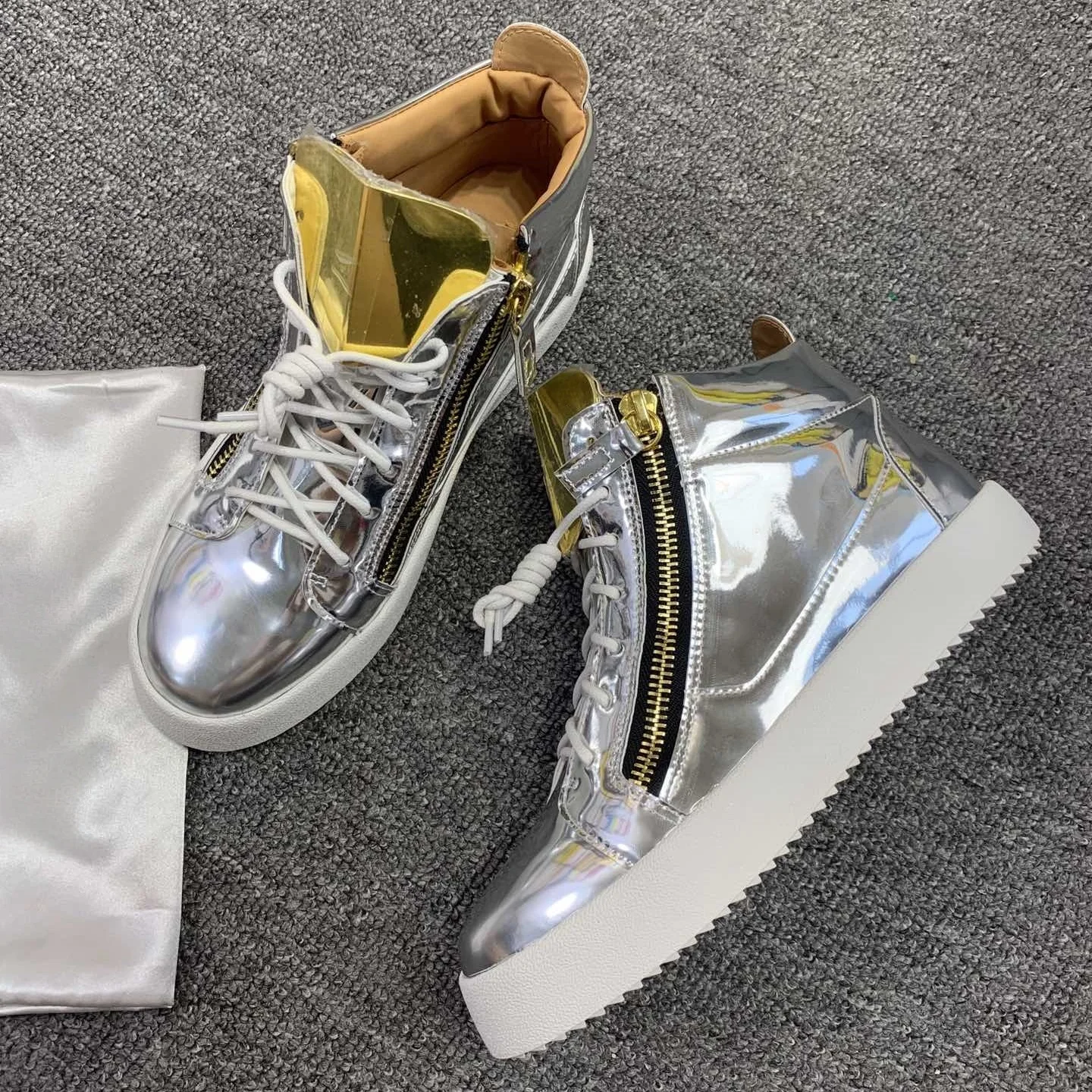 

Top Hight Quality Casual Sneakers For Men and Women Real Leather Brand Designer Unisex Tennis Shoes GZ Zipper Loafer Shoes G431