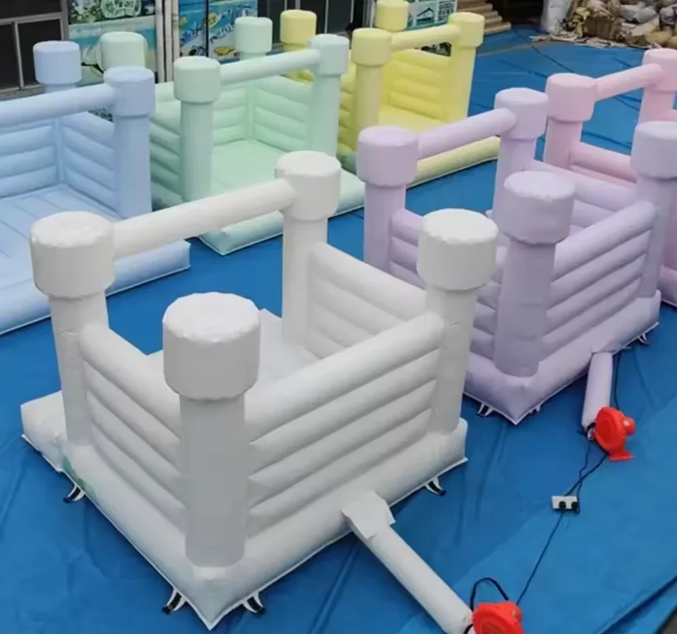 Macaron Pastel inflable boda casa de rebote blanco saltador Castillo hinchable rosa azul melocotón PVC para niños adultos al aire libre