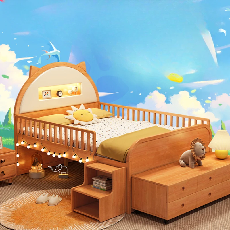 Pretty Modern Childrens Bed Loft House Solid Wood Bed Comferter Luxury Cama Infantil Bedroom Set Furniture