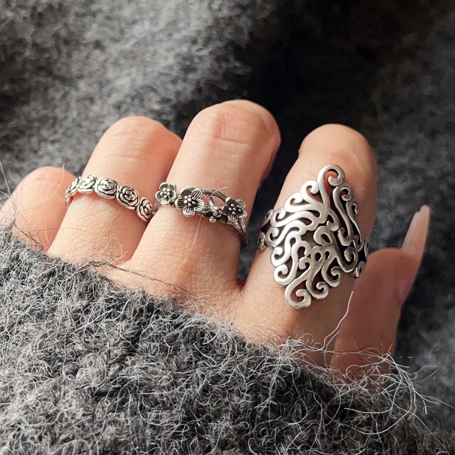 

Кольца из стерлингового серебра 925 пробы для женщин, геометрические ювелирные изделия, регулируемое пальцевое простое кольцо с цветком в стиле ретро для вечеринки, подарка на день рождения