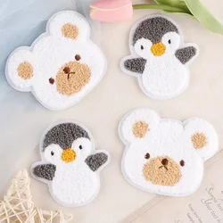 Cartoon bear head Penguin animal towel embroidered patch appliques clothing backpacks jeans DIY clothing accessories decoration