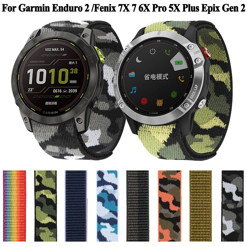 Hook Loop Nylon Wrist Strap For Garmin Enduro 2/Fenix 7X 6X 6Pro 5X 5 Plus/Epix Gen 2 955 935 26mm 22mm Smartwatch Band Bracelet
