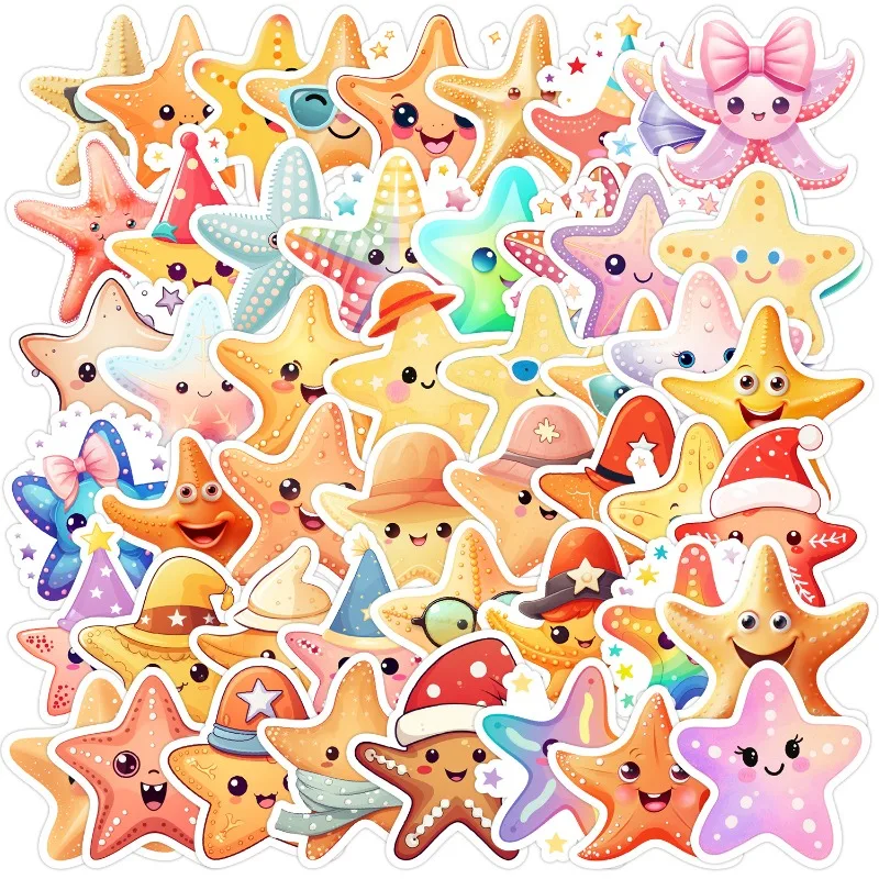 50 Stück Cartoon-Persönlichkeit bunte Sterne kreative Doodle dekorative Aufkleber