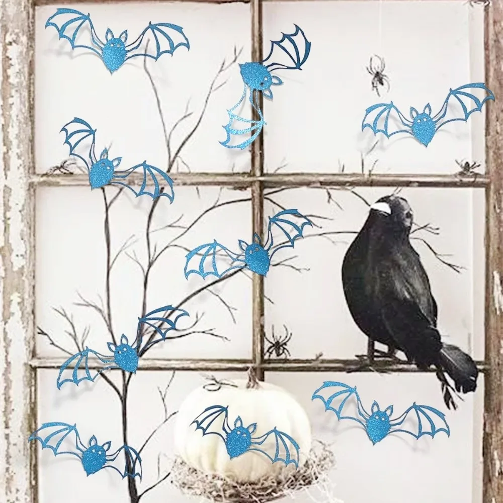 مهرجان طبقة مزدوجة هالوين الخفافيش ملصقات DIY PVC الجوف خارج الخفافيش ملصقات الحائط أحمر أسود 3D خلفية صائق منزل مسكون