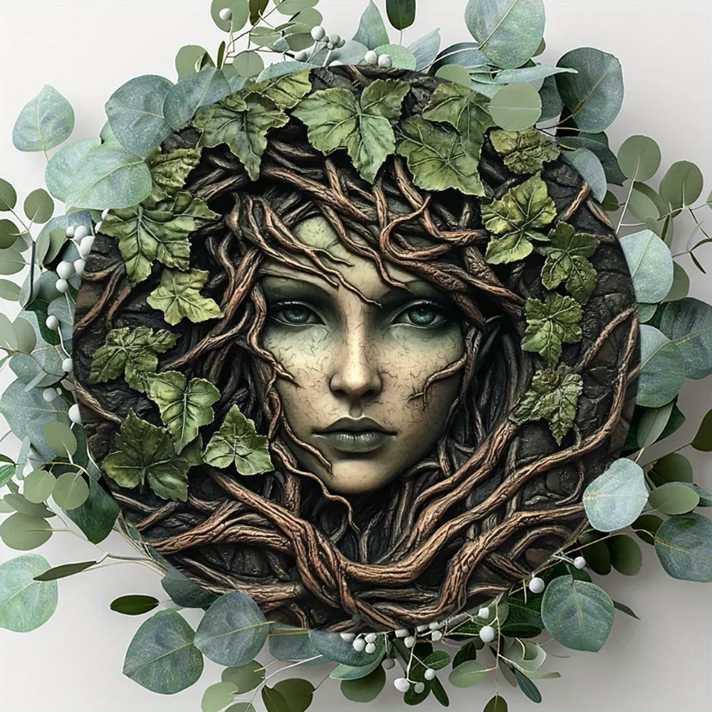 Aluminium-Wandkunst-Metallschild mit Baumgesicht und rustikalem Finish, perfektes Geschenk für besondere Anlässe und Naturliebhaber
