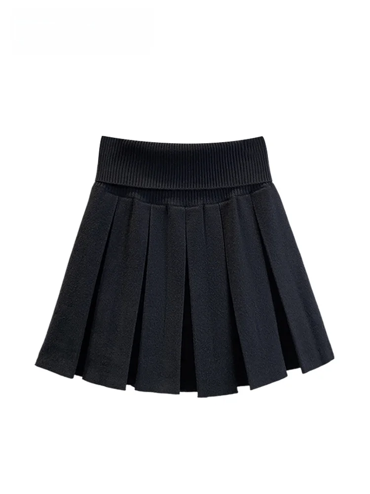 

Юбка А-силуэта с высокой талией для женщин больших размеров: модная повседневная модель из утолщенного хлопкового смесового материала для осени и зимы