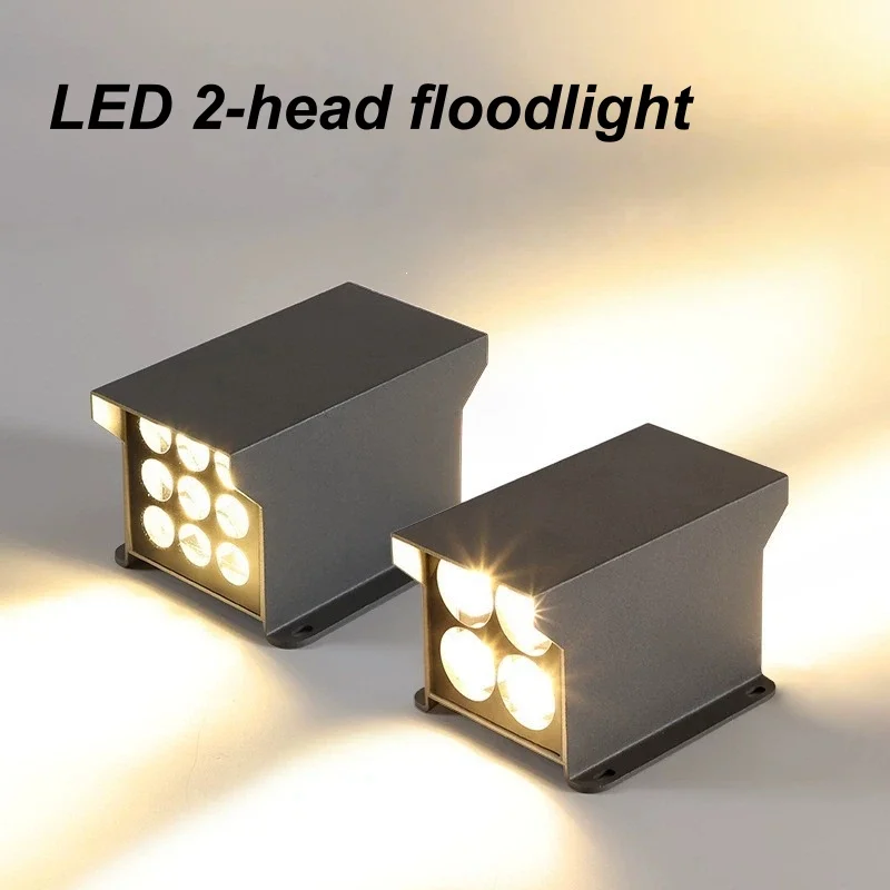Lámpara LED de pared cuadrada IP65 a prueba de agua para exteriores, con iluminación superior e inferior, para fachadas de edificios, foco para iluminación exterior de paredes.