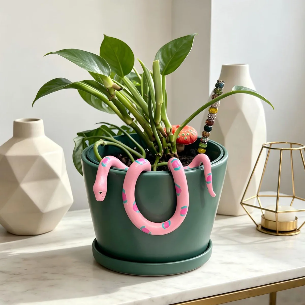1pc resin flower pot decoration, snake-shaped flower pot hanging ornament, flower pot companion, garden, home, flower pot hanging decoration, suitable for garden flower pots and bonsai decoration.