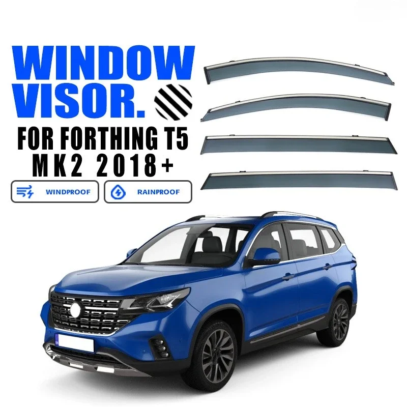 

Chrome Strips Rain Guards for Dongfeng FORTHING T5 2018- Window Visor Wind Deflectors Door Visor Vent Shades Ventvisor