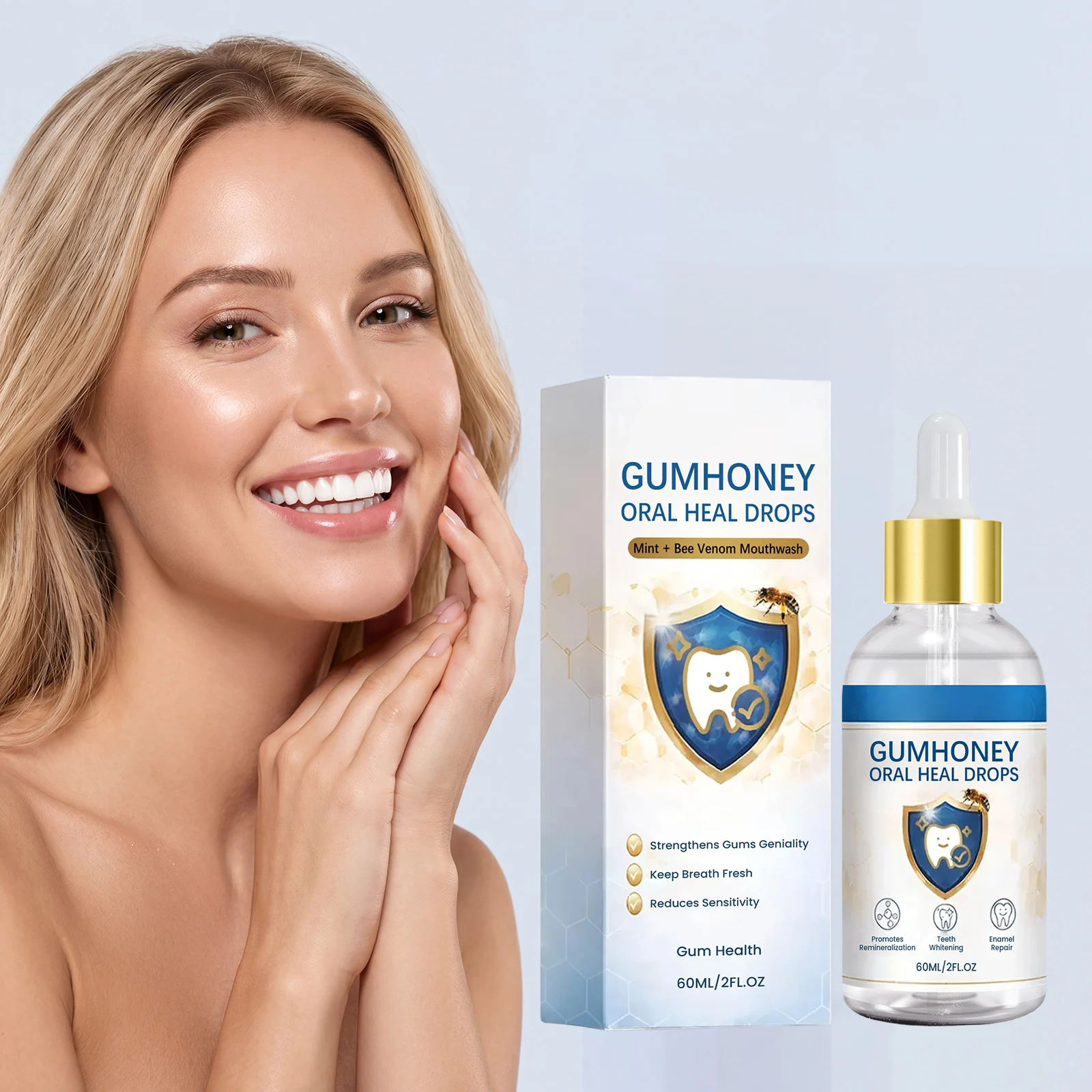 Oral Care Drops - Crisp, Invigorating Minty Fresh Breath & Radiant, Luminous Enamel Brightening for Effortless,