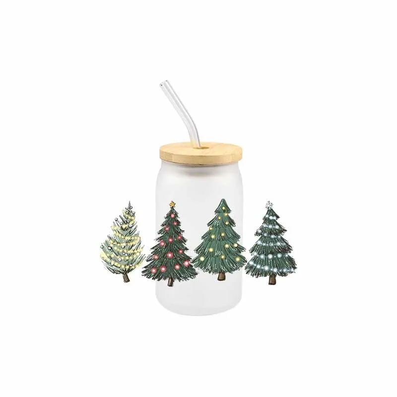 3D Christmas UV DTF Transfer Sticker christmas tree Wraps Cup Waterproof Durable DIY UV DTF Decals