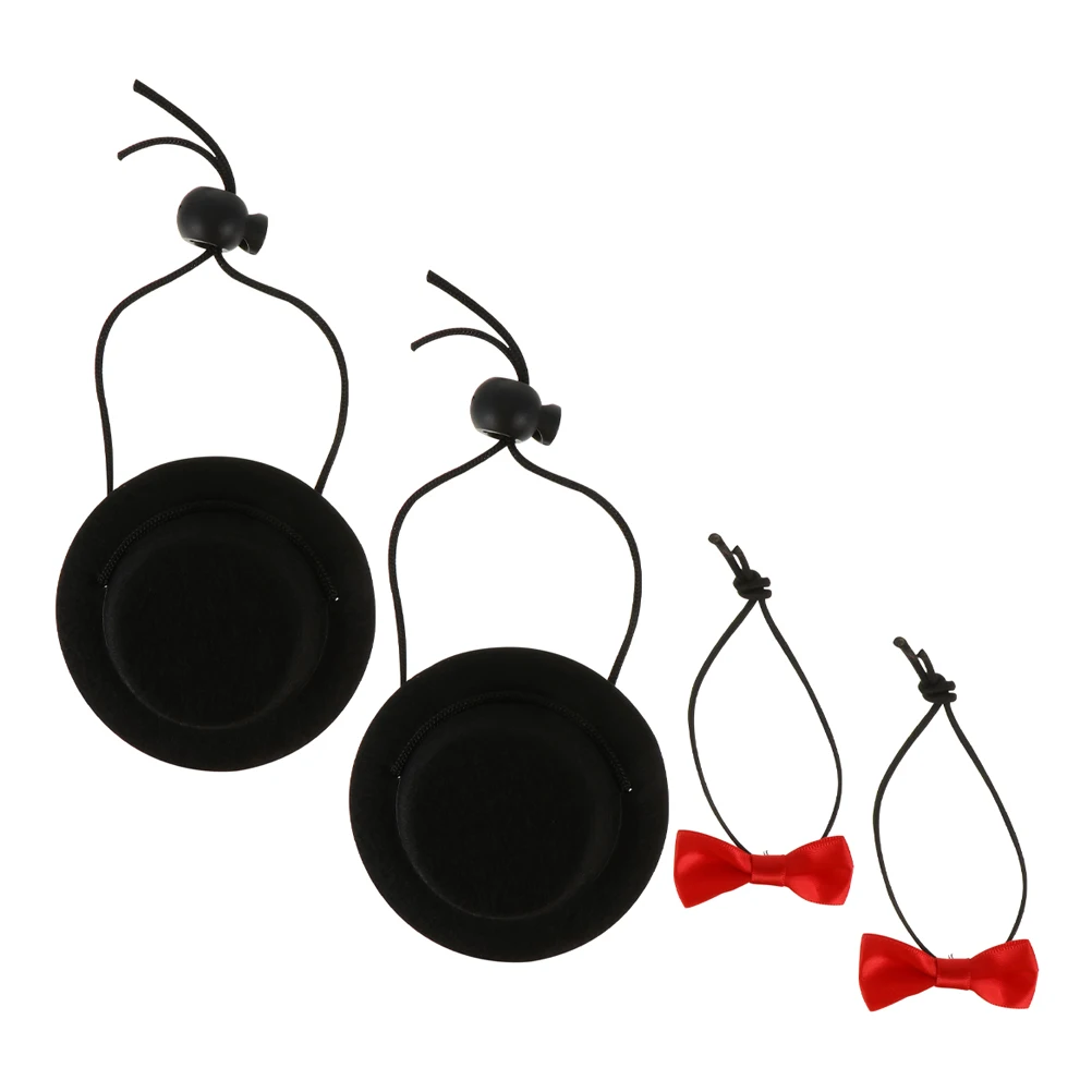 

2 Sets Pet Bowtie Hat for Hamster Bunny Rabbit Guinea Pig Ferrets Adjustable Polyester Costume Small Animal Cap Accessories