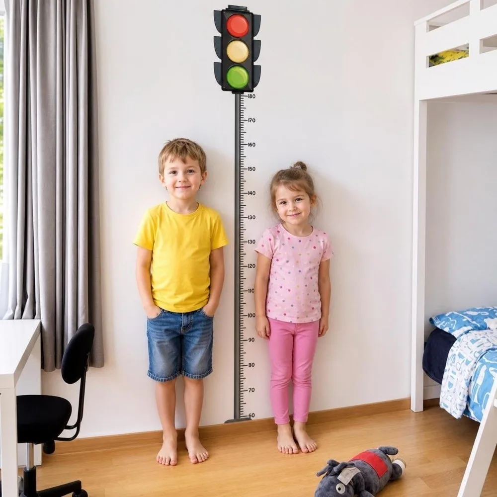 Traffic Light Height Chart Wall Sticker Removable Peel and Stick Growth Chart Decal Wall Mounted Growth Measuring Tool