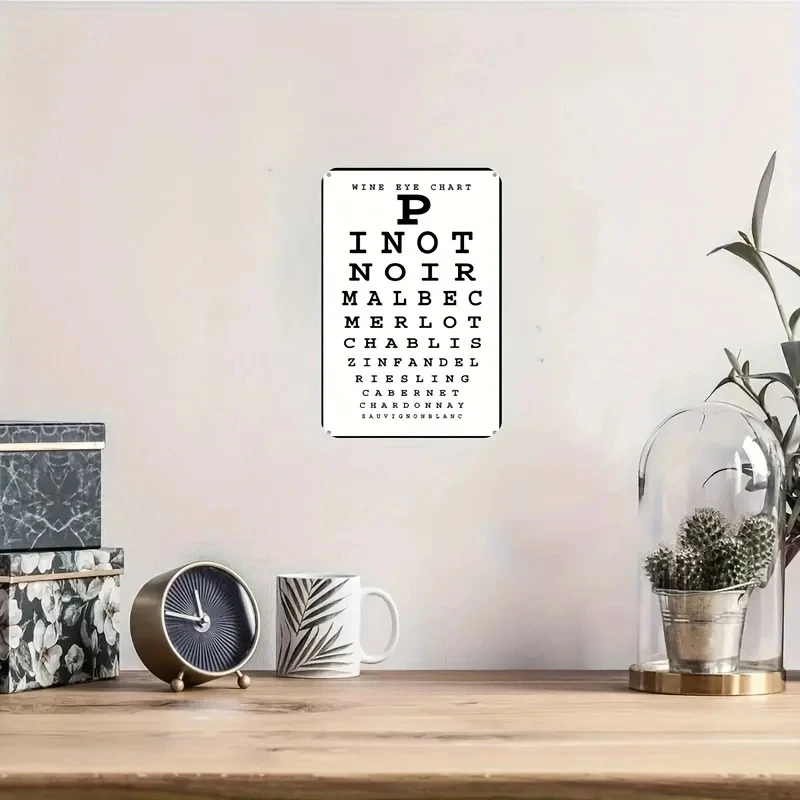 Vintage Wine Vision Chart Metal Sign 8x12inch - Ideal for Home Bar, Kitchen, Cafe, or Garage Wall Decoration |   Rustic Style, No Power Required