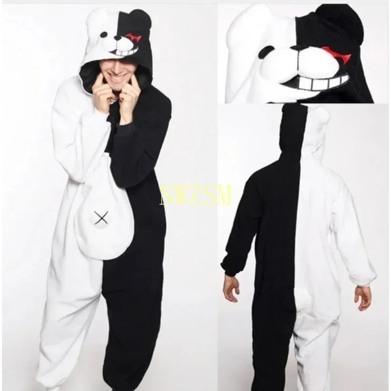 ชุดนอนคอสเพลย์อนิเมะ danganronpa Monokuma ชุดนอนหมีผู้ใหญ่ใช้ได้ทั้งชายและหญิงหมีมืดมน