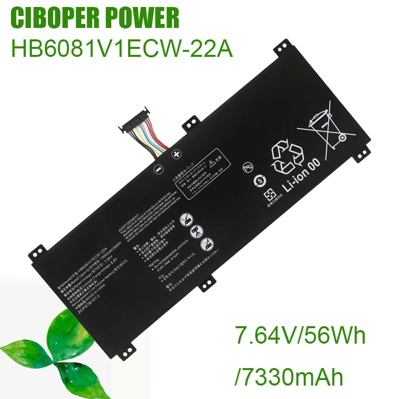 CP Laptop  Battery HB6081V1ECW-22A 7.64V/56Wh/7330mAh For HLYL-WFP9/WFQ9 FRD-WFG9/WFD9/WX9 Series Notebook