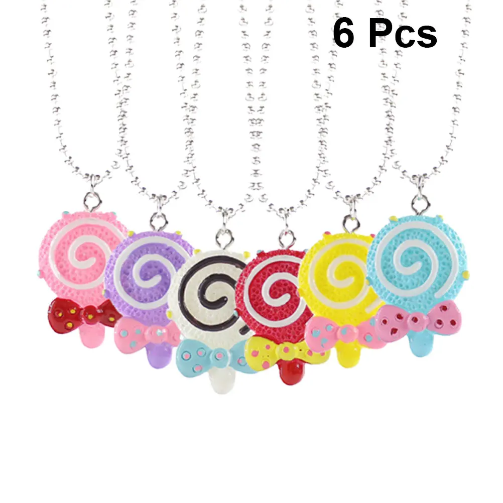 

6 Pcs Colorful Necklace Accessories Party Ornament Girl Girls Supplies Lollipop Shaped