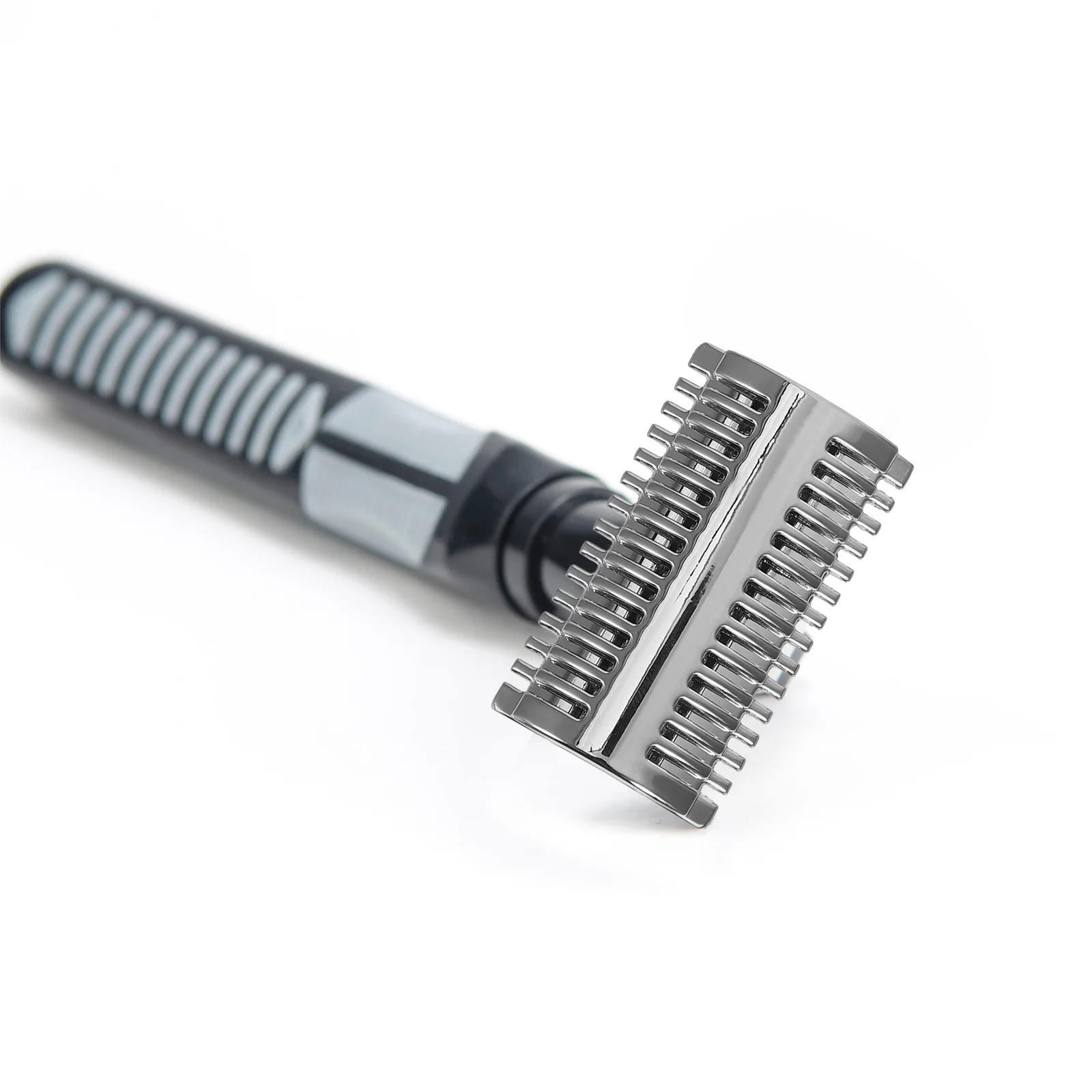 أداة حلاقة معدنية متينة برأس ماكينة حلاقة من سبائك الزنك بحافة مزدوجة مع تصميم مشط مفتوح للعناية بالرجال #1