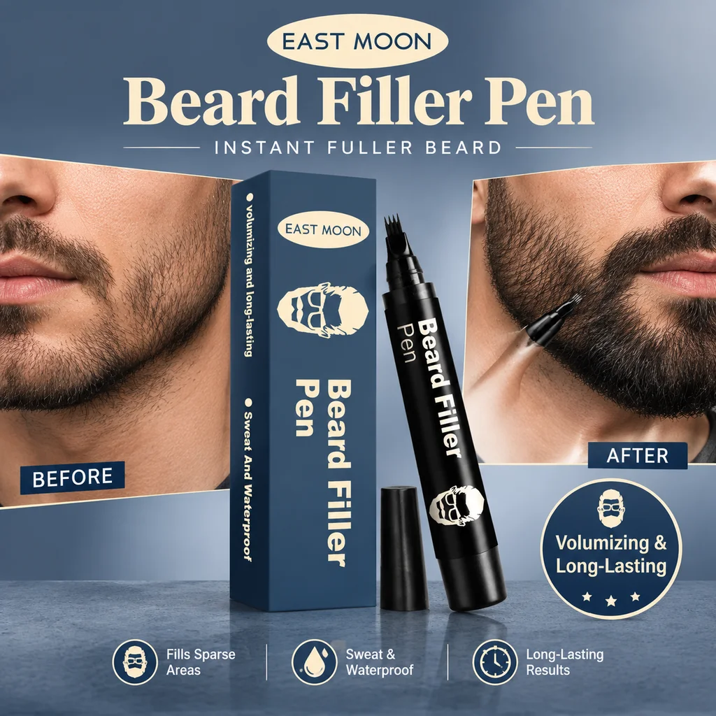 Waterproof Beard Pen Filler Men Moustache Coloring Pen Long Lasting Beard Coloring Filling Enhancer Natural Black Hair Line Fill Tool Kit With Brush