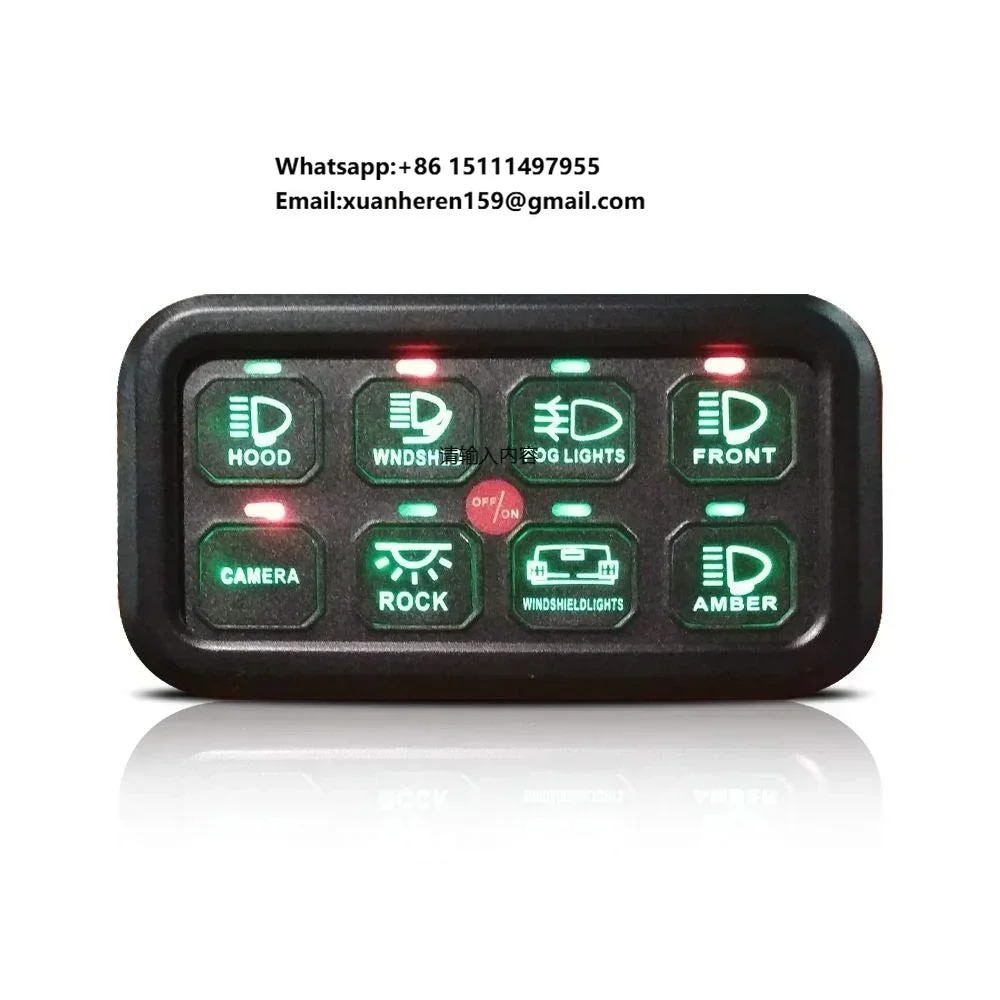 8 Gang LED Switch Panel Slim Touch Control Panel Box with Harness and Label Stickers for Car Marine Boat Caravan