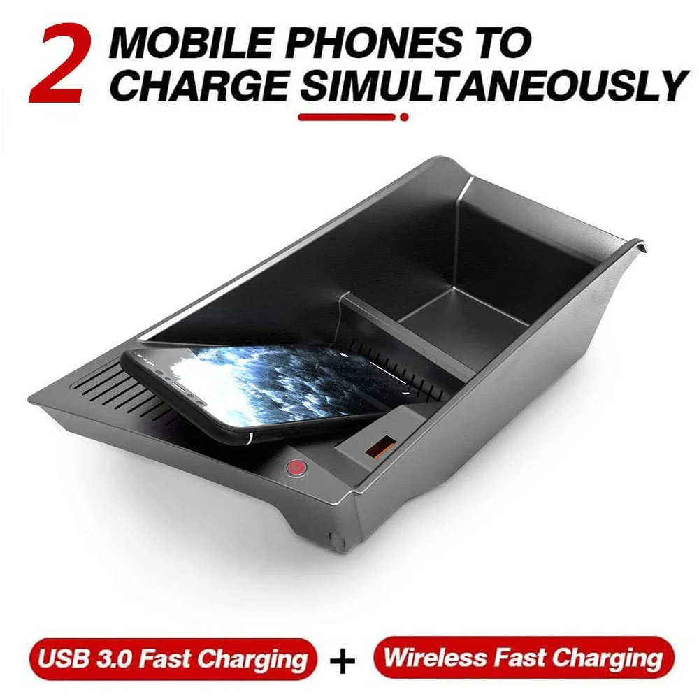 

15W Car Wireless Charger QI Phone Charger Fast Charging Case Armrest Box Phone Holder For-BMW X1 F48 X2 F39 2016-2021