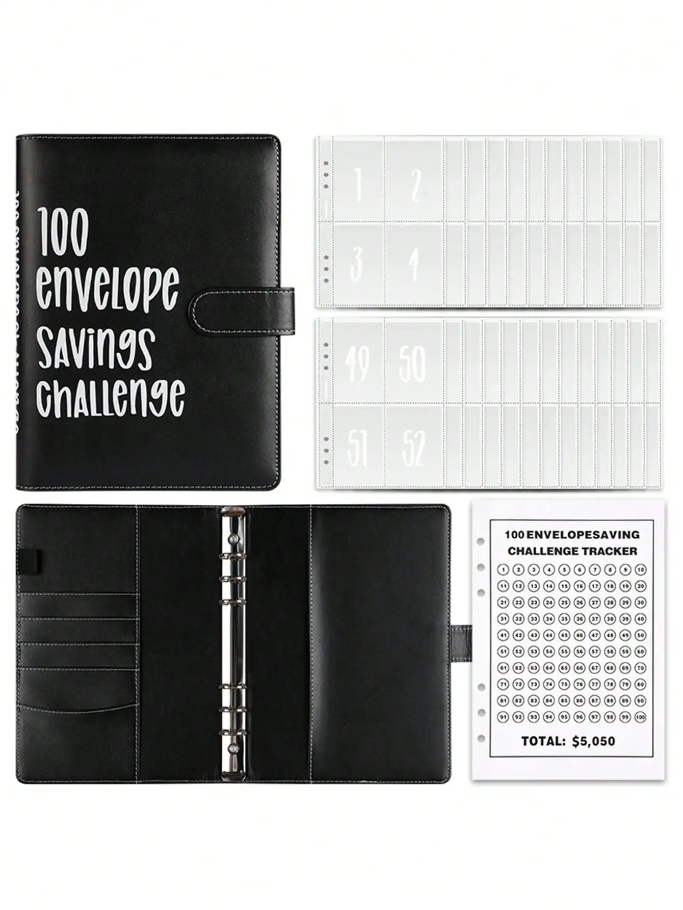 Envelope savings challenge binder-fun and simple, cash budget notebook perfect for adults planning and tracking financial goals