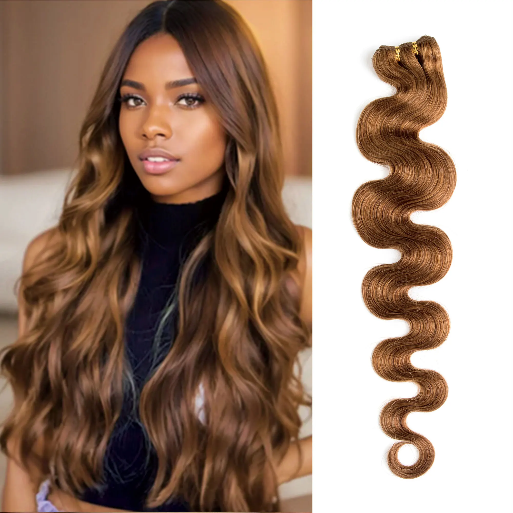 Colored 28 inches Human Hair Weft  Body Wave Brazilian Remy Human Hair Bundles 80g/Pcs Double Weft Hair Extensions