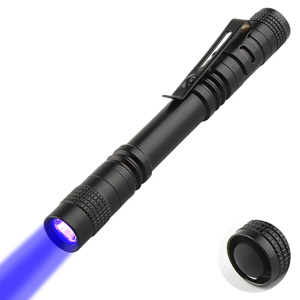 Ultraviolet flashlight fluorescent detection LED pen flashlight purple light flaw detection Double battery endurance currency