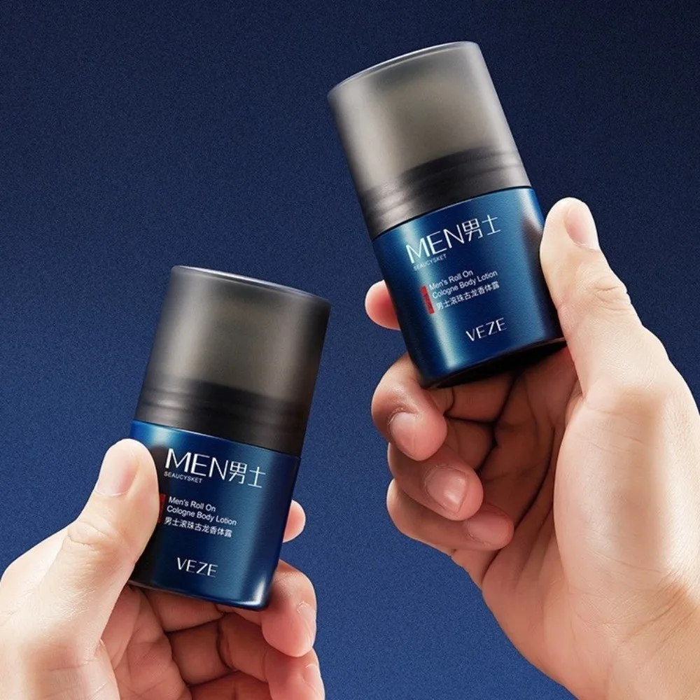 Portable 50ml Men's Solid Cologne Light and Fresh Scent Long Lasting Roll-on Cologne Body Lotion Solid Perfume Balm Travel