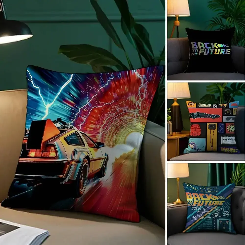 Film B-Back to the Future Double-sided Printed pillow cover Short plush Suitable living rooms bedrooms sofas throw cushion cover