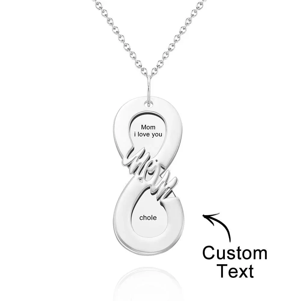 Custom Infinity Symbol Necklace Endless Love Mom Script Name Plate Engraved Child Name Adjustable Mother Jewelry Gift for Her