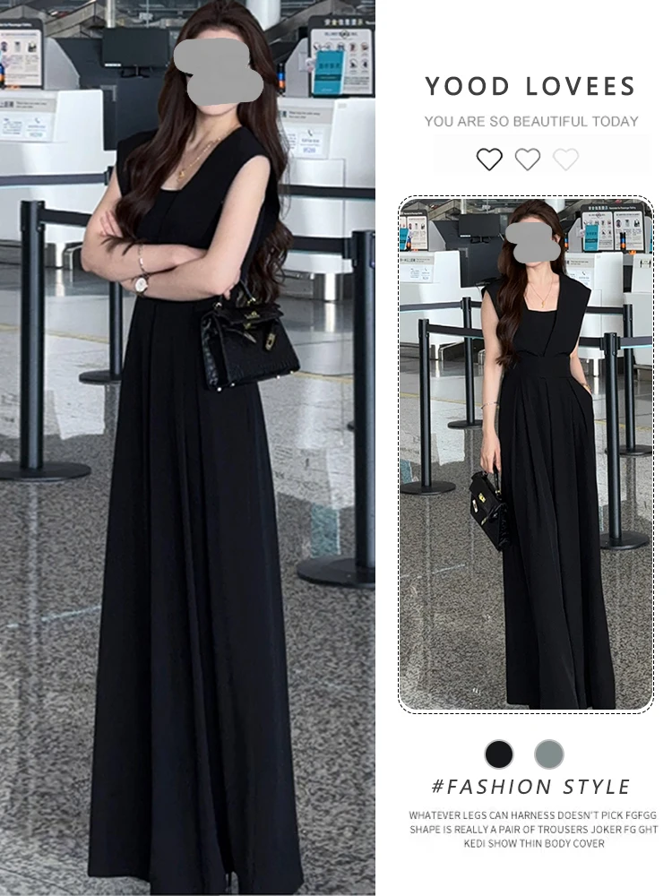 

Ele Bla Svel Комбинезон с широкими штанинами Женский летний новый костюм с высокой талией Удобный дышащий повседневный костюм