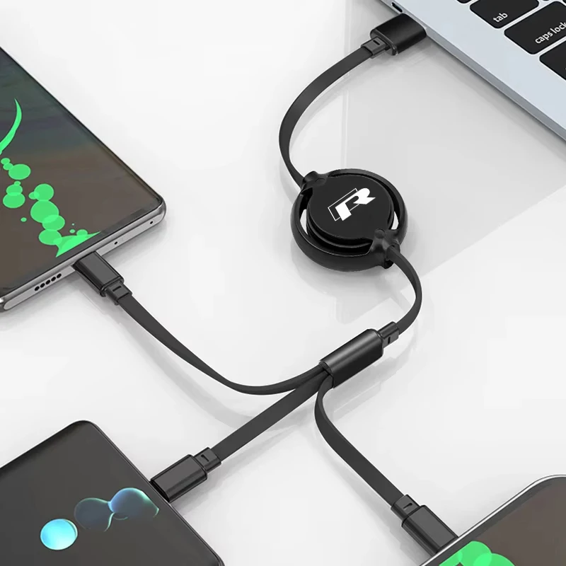 كابل بيانات شحن سريع للسيارة 3 في 1 سلك بيانات لسيارة Volkswagen R Golf Caddy Passat Tiguan Jetta Beetle Atlas T-ROC T-Cross Phaeton