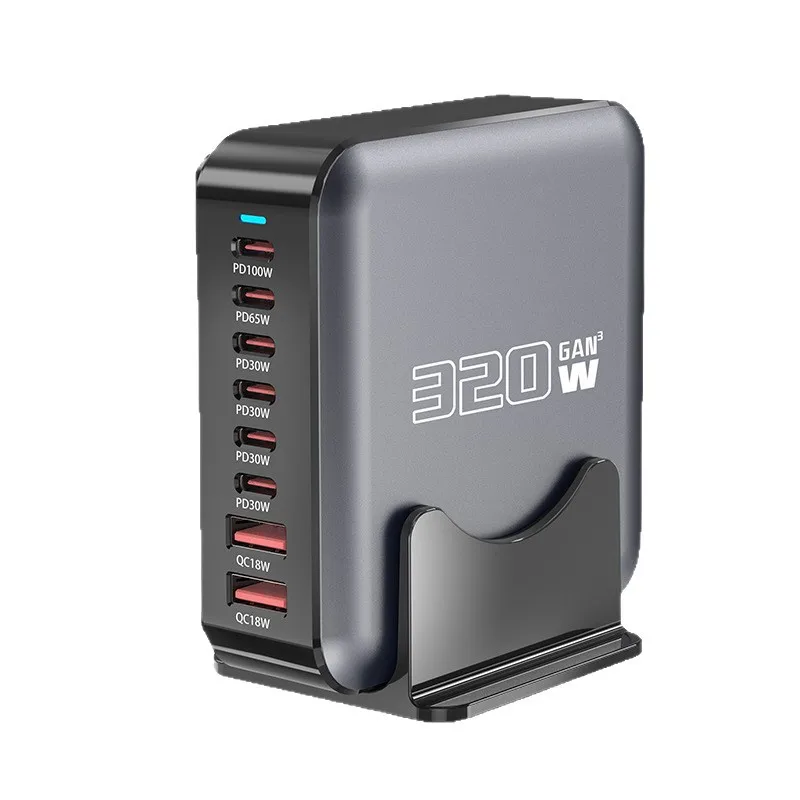 320w-gan-charger-type-c-6-ports-pd-qc-desktop-fast-charging-station-for-macbook-laptops-tablet-iphone-samsung