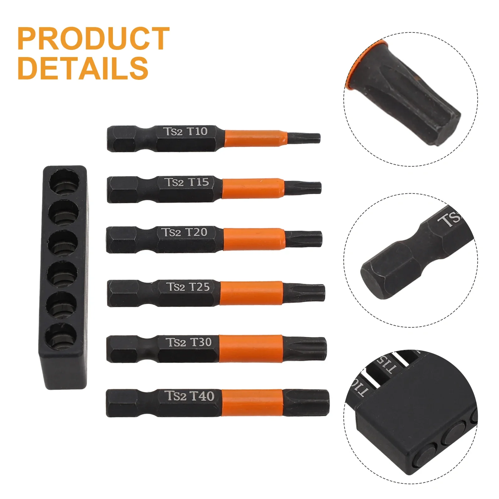 

6pcs 50mm Torx Screwdriver Bit Magnetic 1/4 Shank Screwdriver Bit Set-T40 Quick Change Impact- Drill Screw Driver Bit