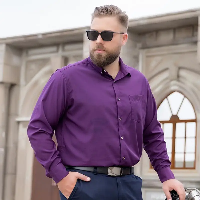 Men Plus Size Long Sleeve Shirt Formal Business Shirt Big Size 60-175 Kg