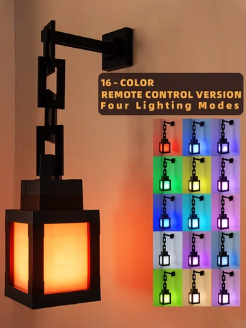 Pixel Style Night Light Portable Lantern Tabletop Ornament 16 Colors Lantern DIY Interior Decoration Festival Atmosphere Light