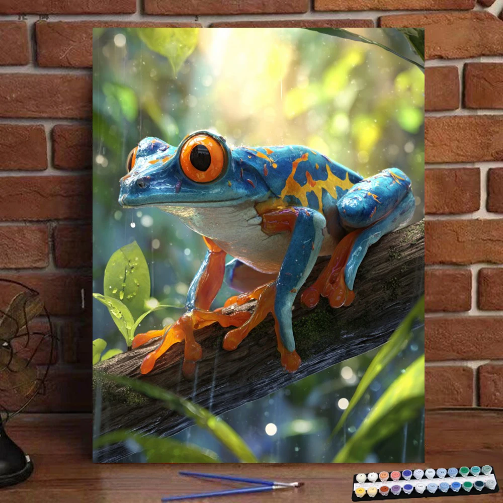 

Painting by Numbers Oil colored Colorful Blue Frog Digital Painting Handmade Adult Children Gift Wall Decoration D