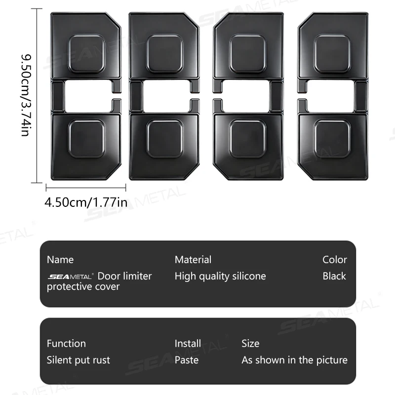 SEAMETAL 4pcs Universal Car Door Limiter Rainproof Anti-rust Silicone Auto Door Lock Buckle Protective Cover for Car Accessories